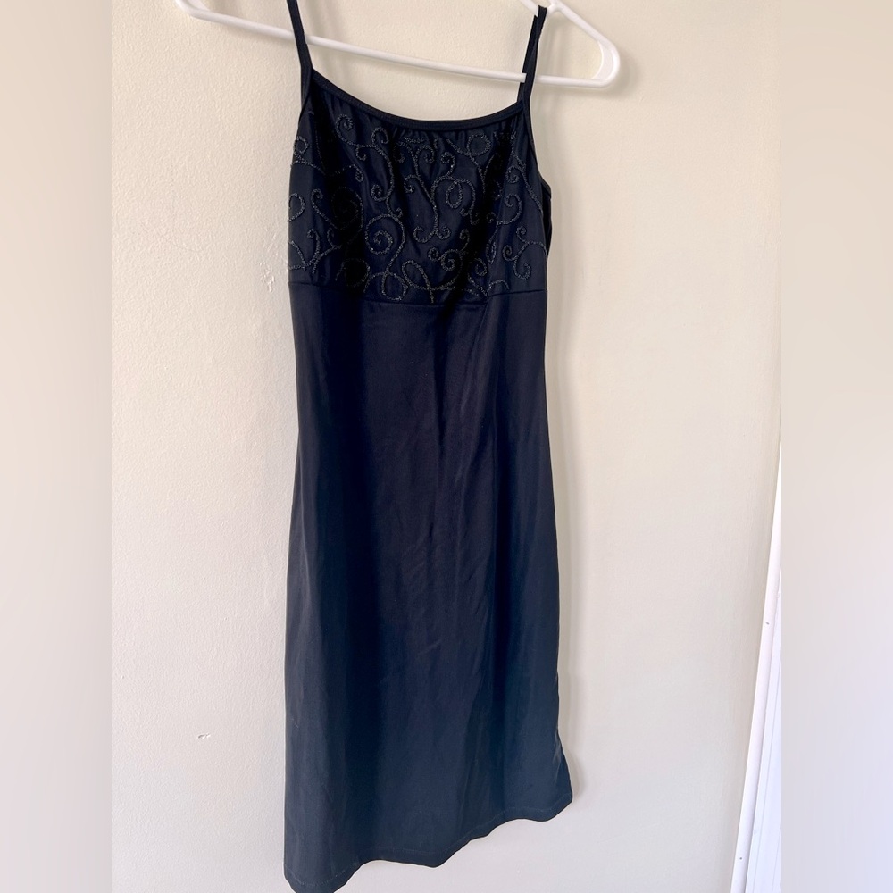 Evolution Black Slip Dress with beaded design